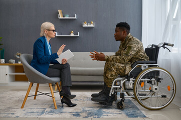Soldier with a disability and psychotherapist