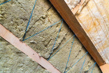 The process of roof insulation with glass wool and mineral wool