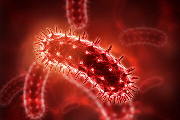 3d rendered rabies virus isolated on a color background