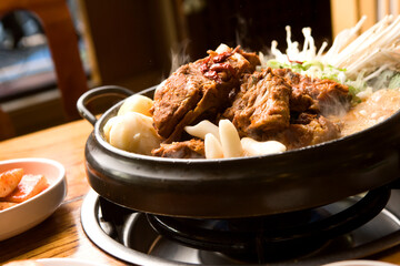 Delicious Pork Back-bone Stew in a hot pot
