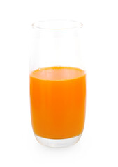 glass of orange juice on white background.