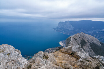 Fototapeta na wymiar View of Laspi Bay from lyas-Kaya mountain . Crimea