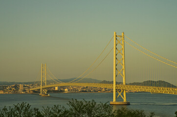 明石海峡大橋夕景素材
