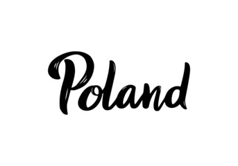 Fototapeta na wymiar Poland Lettering. Handwritten name of of country. Vector design template.