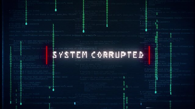 Animated System Corrupted Message On Tv Static glitch and Noise Background