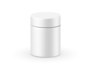 Matte jar mockup template on isolated white background, ready for design presentation, 3d render illustration