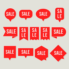 Red banner and label for sale promotion collection.