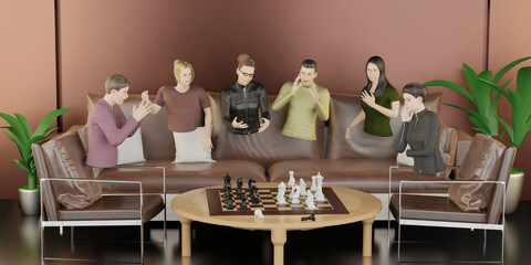 Avatars in Metaverse VR glasses in social and social network party Seminar in Metaverse 3D Illustrations