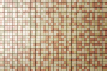 Beige ceramic wall and floor tiles abstract background. Design geometric mosaic texture for bathroom decoration. Simple seamless pattern for backdrop advertising banner poster or web. 3D Rendering.