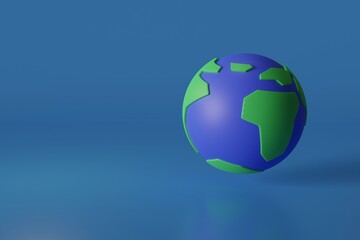 Ecology and environment concept : Earth world map model globe on blue background.