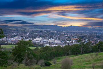 Panoramic views of Bowral in NSW Southern Highlands Australia lovely sky