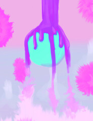 pink splashes on white background