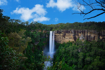 Flowing River in Fitzroy water Falls in Bowral NSW Australia beautiful colourful cloudy skies lovely waterfalls