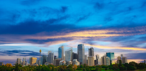 Obraz premium Sydney CBD skyline, residential and commercial buildings on the harbour waters NSW Australia