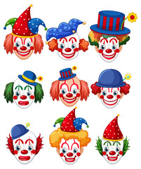 Set of clown facial expression