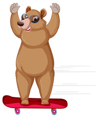 Funny bear cartoon character on white background