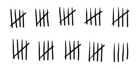 doodle Count bar. Count the days counted in slashes on the walls of a deserted island or prison. vector illustration.
