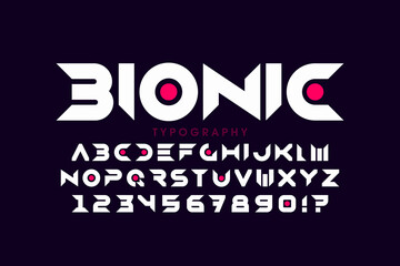 Technological minimal style font design, alphabet letters and numbers vector illustration © piai