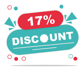 Offer 17 percent discount label isolated on white background. Special promo off price reduction badge vector illustration