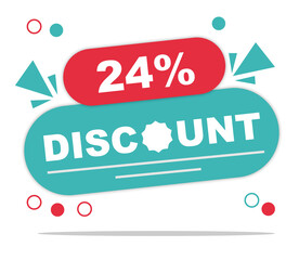 Offer 24 percent discount label isolated on white background. Special promo off price reduction badge vector illustration