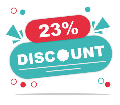 Offer 23 percent discount label isolated on white background. Special promo off price reduction badge vector illustration