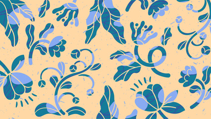 Floral pattern summer background with flowers, leaves