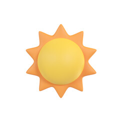 morning circle sun radiating orange light around. 3D illustration.