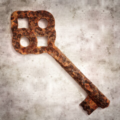 stylish textured old paper background with old rusty key
