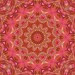 Seamless red eastern oranmental geometric pattern floral