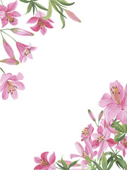 The basis for the invitation of pink lilies