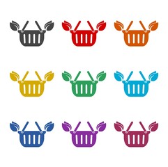 Eco Shopping Bag Sign Icon color set