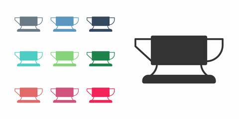 Black Blacksmith anvil tool icon isolated on white background. Metal forging. Forge tool. Set icons colorful. Vector