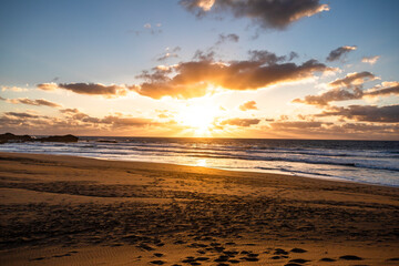 Fototapeta na wymiar Sunset from Playa de Jarubio, Fuerteventura, Spain.