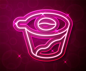Glowing neon line Pour over coffee maker icon isolated on red background. Alternative methods of brewing coffee. Coffee culture. Vector