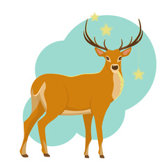 A red deer with stars in its horns