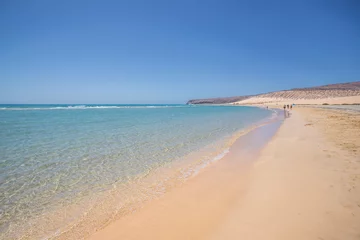 Tableaux sur verre Plage de Sotavento, Fuerteventura, Îles Canaries Plage de Sotavento à Costa Calma, Fuerteventura, Espagne