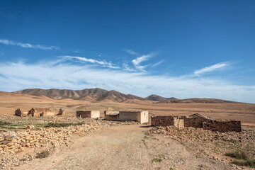 Abandoned houses near Tuineje, Fuerteventura, Spain.