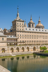 Fototapeta na wymiar Royal Monastery of San Lorenzo de El Escorial. Vertical view. Located in the Community of Madrid, Spain, in the town of El Escorial. Built in the sixteenth century and declared a World Heritage Site.