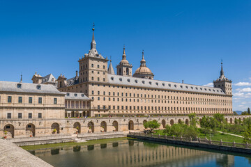 Fototapeta na wymiar Royal Monastery of San Lorenzo de El Escorial. South façade. Located in the Community of Madrid, Spain, in the town of El Escorial. Built in the sixteenth century and declared a World Heritage Site.