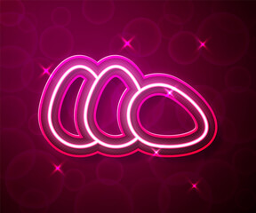 Glowing neon line Chicken egg icon isolated on red background. Vector