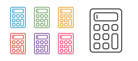 Set line Calculator icon isolated on white background. Accounting symbol. Business calculations mathematics education and finance. Set icons colorful. Vector