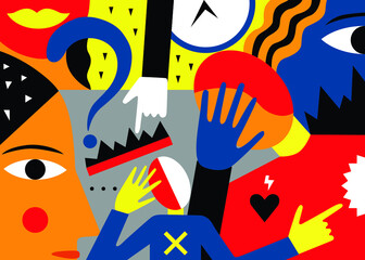 stress, problems in human life, psychology - abstract vector illustration