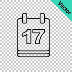Black line Saint Patricks day with calendar icon isolated on transparent background. Date 17 March. Vector