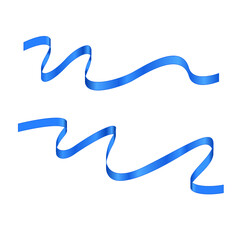 Decorative Blue Satin Ribbons isolated on a white background