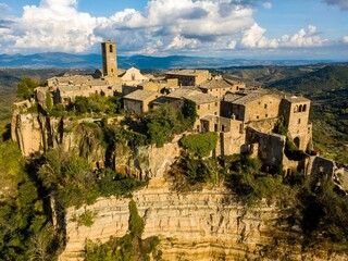 Civita di Bagnoregio, Lazio, Italy. Aerial drone view.