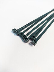 black cable tie on white background