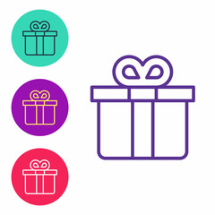 Set line Gift box icon isolated on white background. Set icons colorful. Vector