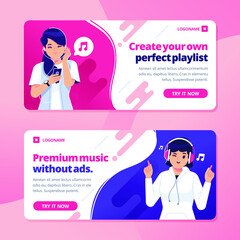 music banner flat design template