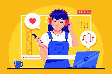 live streaming music illustration concept