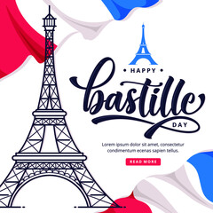 bastille day illustration lettering background